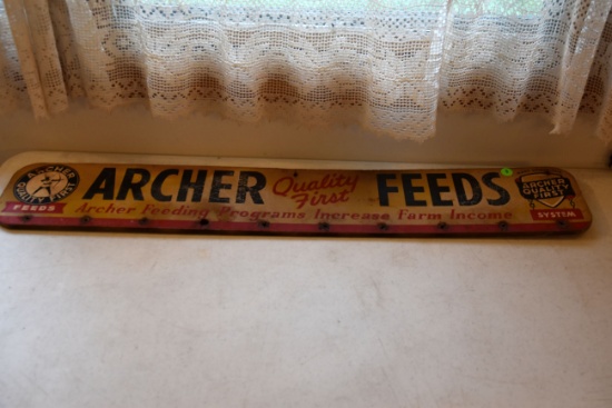 Archer Quality First Feeds, Wooden Hanging Sign, 36''x6''