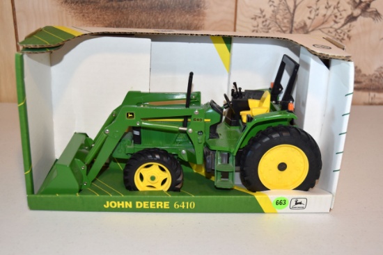 Ertl John Deere 6410 with 640 Loader, 1/16th Scale, With Box