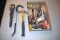 Ratcheting Pipe Wrench, Pry Bar, Hammer, Assortment Of Pliers, Tape Measure, File, Punch Chisel