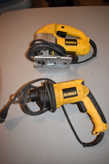 Dewalt Model DW511 Corded 1/2'" Hammerdrill (Chuck Is Rusty), Dewalt Model DW317 Corded Jig Saw (1 I