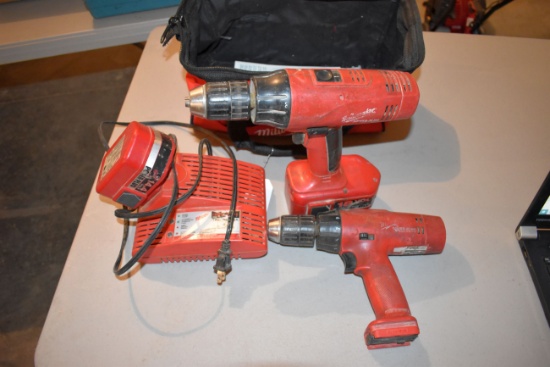 Milwaukee 18 Volt Cordless Drill With Battery, Milwaukee 14 Volt Cordless Drill With Battery And Cha