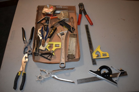 Wire Strippers, Assortment Of Pliers, Measuring Tools, Tape Measure, Crescent Wrench