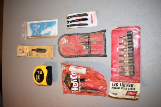 7 Pc. Metric Hex Set, Helicoil Thread Repair Kit, Grinding Burs, Tape Measure, Small Sawzal Blades,