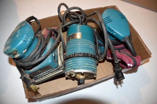 2 Makita Corded Palm Sanders, Makita Corded Router, All Works
