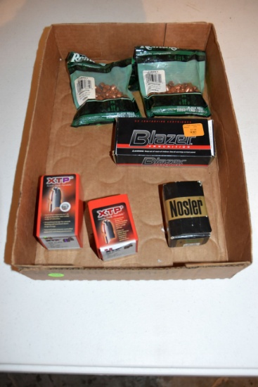 200 380 Cal Bullet Tips, 43 Rounds Of 380 Cal Bullets, 1 New Box Of 32 Cal Bullet Tips, 1 Almost Ful