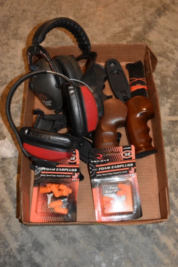 2 Pairs Of Ear Muffs, Custom Pistol Grips, 2 Boxes Of Ear Plugs