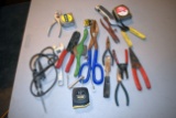 Tape Measure, Tin Snips, Assortment Of Pliers, Crescent Wrench