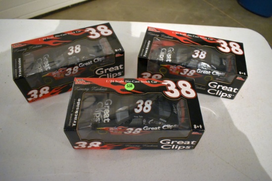 (3) Racing Champions, Kasey Kahne No.38 Great Clips Car, Dodge Intrepid, All 3 Are Signed, 1/24th Wi