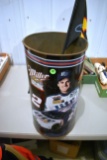 Metal Rusty Wallace Garbage Can & Flag