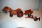 Marx Toy Tractor With Loader, Marx 3 Bottom Plow, Marx Single Axle Trailer