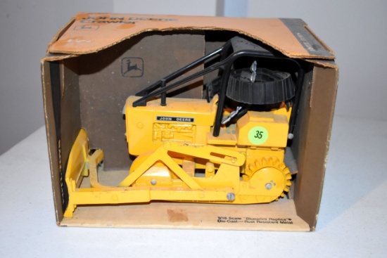 Ertl John Deere Crawler, Blue Print Replica, Missing Rubber Tracks, 1/16 Scale With Box