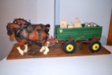 Team Of Horses With Peter Mar Wooden Wagon