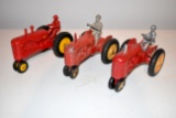 (3) Massey Harris Tractors with Man, 1/16th Scale No Box