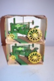 (2) Ertl John Deere Model A Tractor On Steel, 1/16th Scale With Boxes