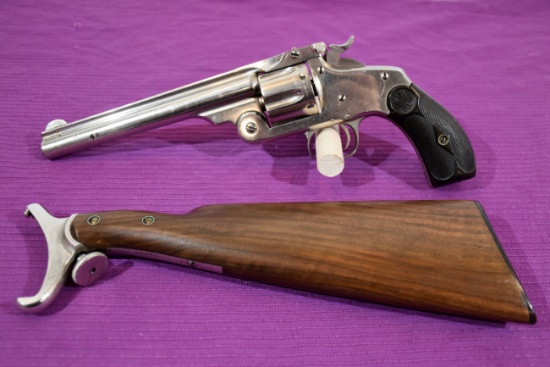 Smith And Wesson Model 3 Australian With Stock, 44 Cal, Revolver, 6 Shot, 7" Barrel, SN: 12413, Stoc