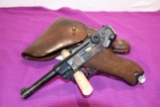 German Luger, 9MM, SN: 121C, Bulgarian Suffix C On Serial Number, Leather Holster