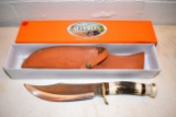 Marbles 8'' Knife With Bone Style Handle With Sheath And Box