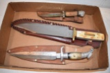 (3) Collector Knives, Surface Rust On Blades