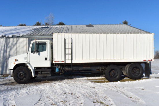 1995 Freightliner FL70 Tandem Axle Grain Truck, Single Axle With Air Lift Tag, 22.5 Rubber, Diesel,