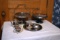 (2) Plated Raised Compotes, Candle Stick Holder, Napkin Ring Holder, Serving Tray, (4) Small Dishes,