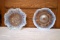 (2) White Opalescent Footed Bowls, 8'' And 9''