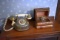 Victorian Rotary Phone, Vintage Hidden Book Bar Set