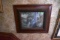 Oak Frame With Father Leaving Home Picture, 15''x13'', Victorian Frame In Black And White Lady With