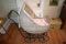 Wicker Baby Buggy, Metal Wheels, Brackets For Canopy In Need Of Repair, Pick Up Only