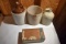 Cigar Box, Brown Top Jug, Stoneware Jug With Damage, Stoneware Crock With Hairline Crack