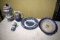 Porcelain Cookie Jar, Old Foley Pitcher, Wedgewood Animal Plate, Porcelain Serving Plate, Porcelain