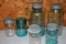 Assortment Of Clear And Blue Fruit Jars