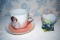 Large Porcelain Cup And Saucer, Austria Footed Dish