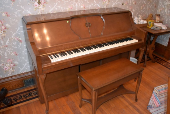 Duo-Art Player Piano, With Bench, Last Tuned In 2017, 59" Wide, 43" Tall, 29" Deep, Pick Up Only