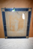 Etched Leaded Glass Wall Hanging