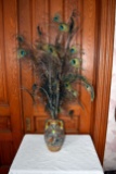 Ceramic Vase With Peacock Feathers