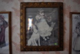 Framed Victorian Girl , Violin And Dog Print