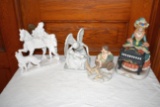 Porcelain Statues And 1 Battery Operated Music Player