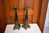 Pair Of Pot Metal Candlestick Holders