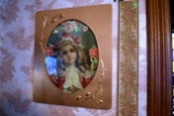 Victorian Girl With Flowers In Wood Frame