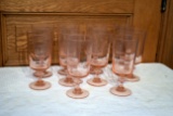 (10) Matching Pink Glass Goblets