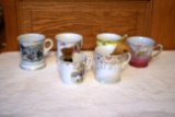 (6) Porcelain Mustache Cups, And Shaving Mugs