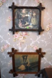 Pair Of Framed Prints, Victorian Setting, Girl In Row Boat