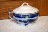 Antique Victorian Porcelain Chamber Pot, With Incorrect Lid, 9''