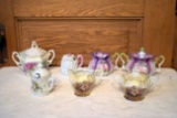 Assortment Of Hand Painted Porcelain Creamers And Sugars