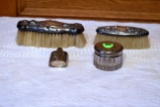 (2) Marked Sterling Hair Brushes, Sterling Perfume Bottle, Sterling Powder Jar