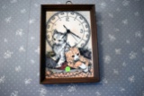 Cat With Clock Picture 9'' Wide 12.5'' Long, Victorian Norwegian Prayer Picture 17.5'' Wide 12'' Tal