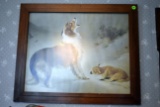 Picture Of Dog And Sheep, With Oak Frame, 24'' Wide, 19'' Tall