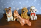 Assortment Of Plastic Dogs, And Chalkware Thermometer Dog,