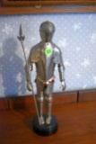 Tin Metal Knight In Shining Armor Figurine, 11'' Tall