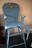 Painted High Chair, Painted Foot Stool, Pickup Only